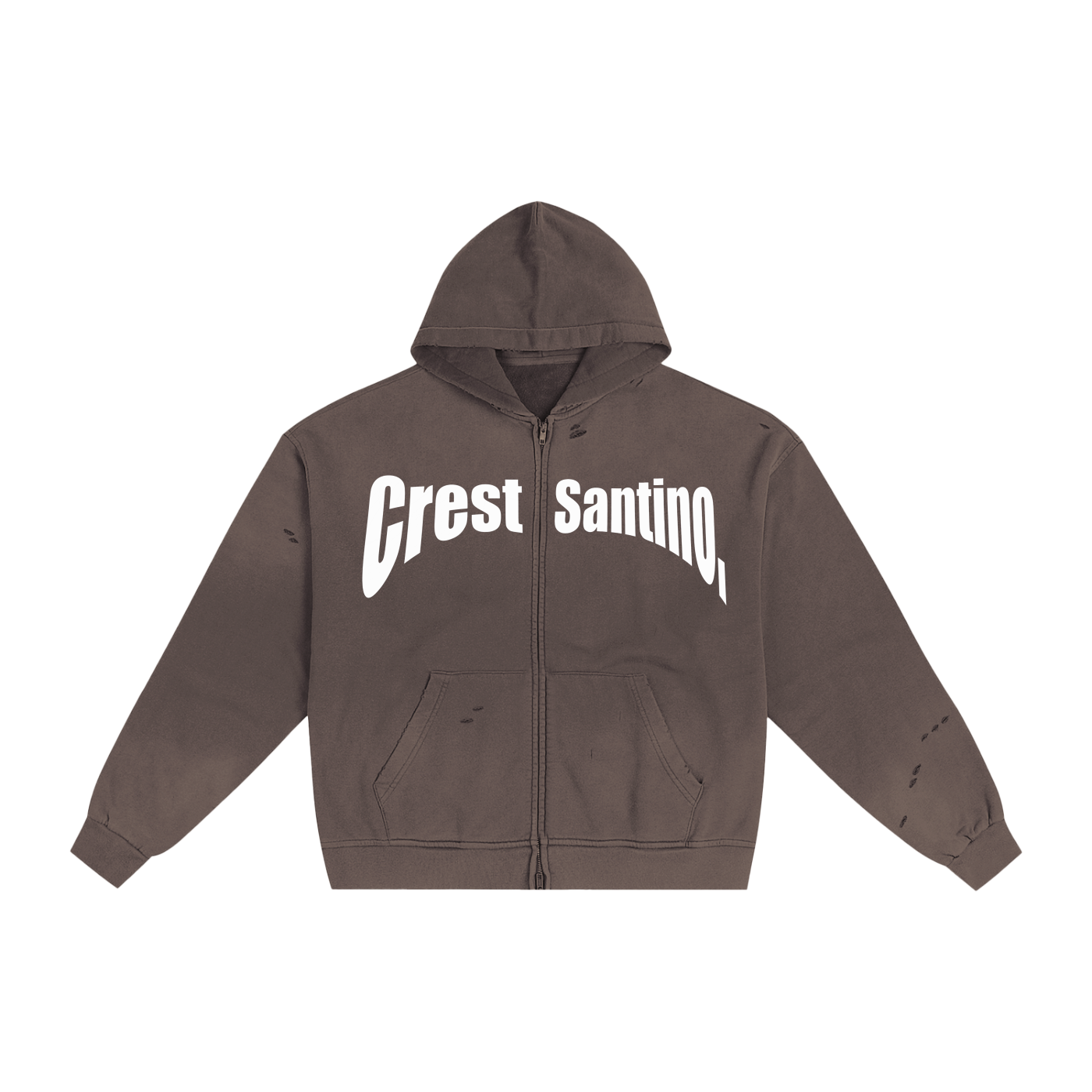 Hand-Frayed STRETCH LOGO ZIP-UP